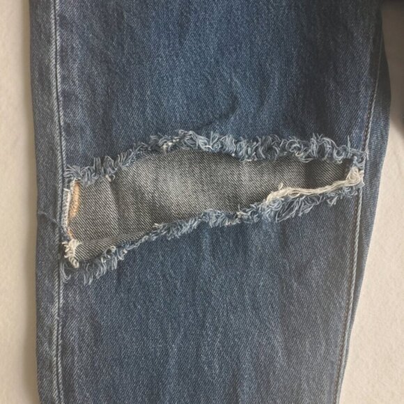 Levi's 501 Distressed Button Fly Blue Jeans Size 25 x 28 - Picture 7 of 9